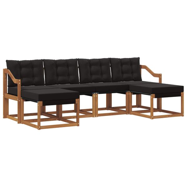 vidaXL Set de canapele de exterior cu pernă 6 pcs Natural și Negru