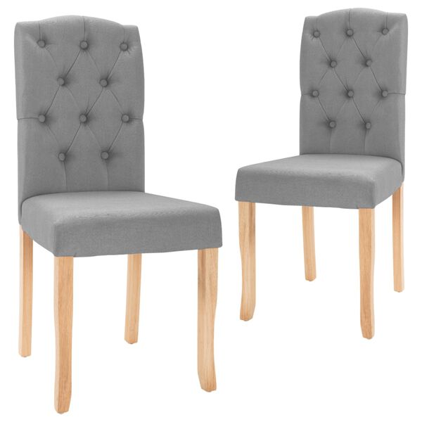 vidaXL Scaune de bucătărie, 2 buc., gri deschis, material textil