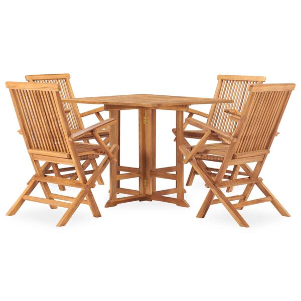 vidaXL Set mobilier de exterior pliabil, 5 piese, lemn masiv de tec