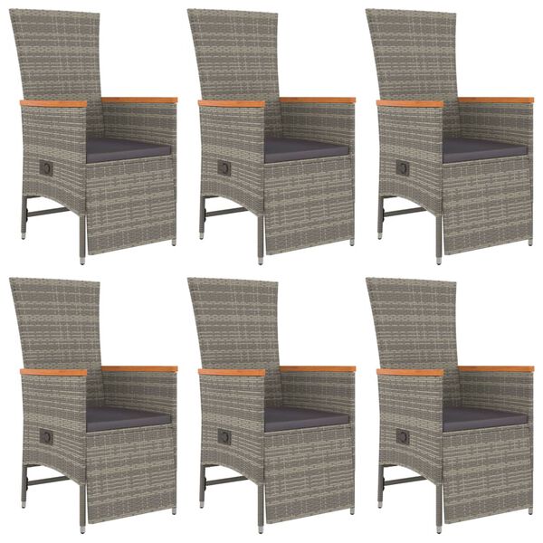 vidaXL Set mobilier de grădină cu perne, 7 piese, gri, poliratan