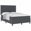 vidaXL Pat cu arcuri cu headboard Gri &icirc;nchis și alb 160 x 200 cm