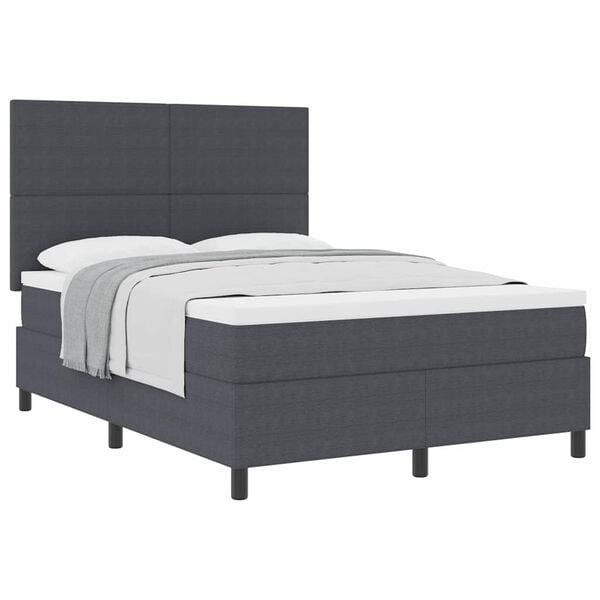 vidaXL Pat cu arcuri cu headboard Gri &icirc;nchis și alb 160 x 200 cm