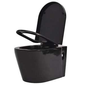 vidaXL Vas toaletă cu montare pe perete, ceramică, negru