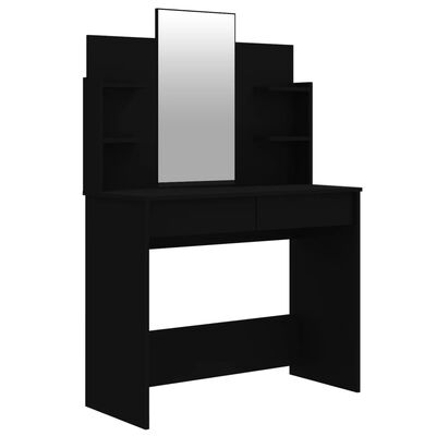 vidaXL Masă de toaletă cu oglindă, negru, 96x40x142 cm