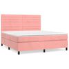 vidaXL Pat box spring cu saltea, roz, 180x200 cm, catifea