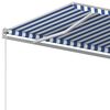 vidaXL Copertină retractabilă automat cu st&acirc;lpi albastru/alb 3,5x2,5 m