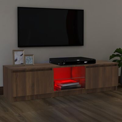 vidaXL Comodă TV cu lumini LED, stejar maro, 120x30x35,5 cm
