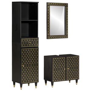 vidaXL Set mobilier de baie, 3 piese, lemn masiv de mango