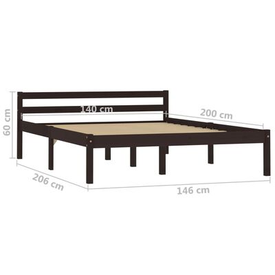 vidaXL Cadru de pat, maro închis, 140 x 200 cm, lemn masiv de pin