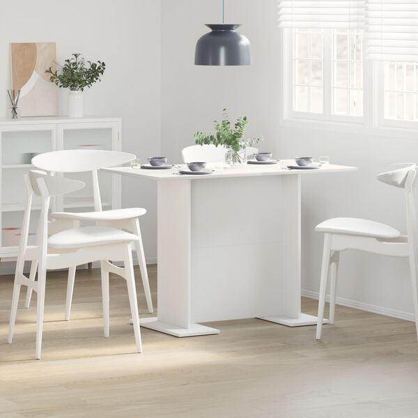 vidaXL Masă de dining Alb 110 x 60 x 75 cm Lemn compozit