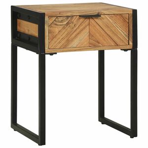 vidaXL Noptieră Maro 40 x 35 x 50 cm Lemn masiv de acacia și metal