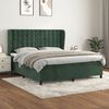 vidaXL Pat box spring cu saltea, verde &icirc;nchis, 180x200 cm, catifea