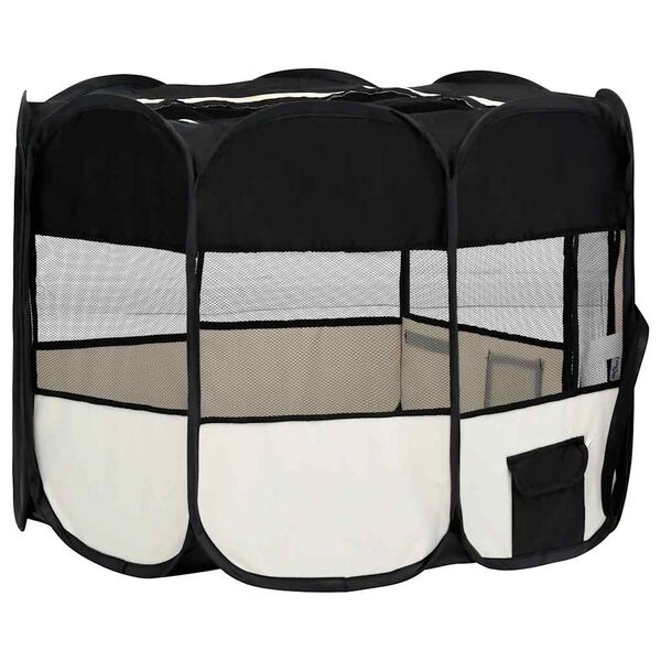 vidaXL Țarc de câini pliabil cu sac de transport, negru, 90x90x58 cm