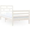 vidaXL Cadru de pat single, alb, 90x190 cm, lemn masiv
