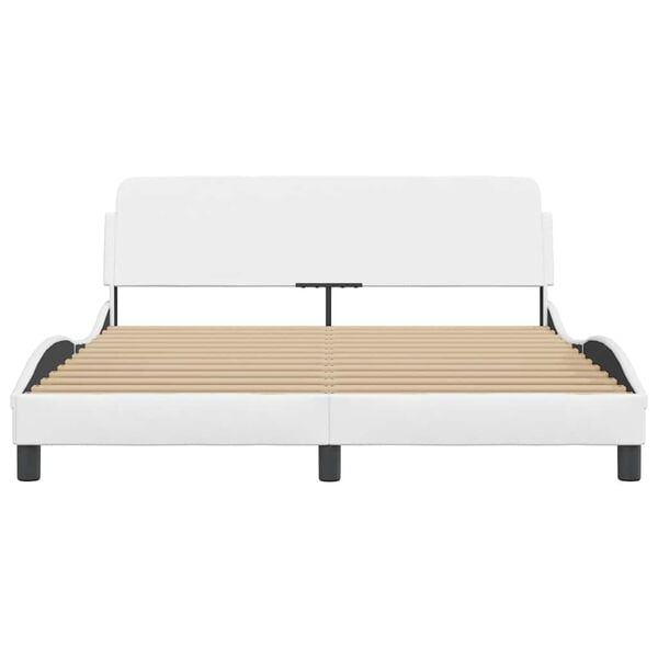 vidaXL Cadru de pat, Dover, alb, 160x200 cm, piele ecologică