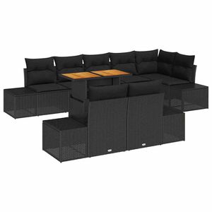 vidaXL Set de canapele pentru grădină 9 pcs Negru Rattan poli