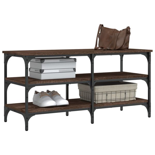 vidaXL Bancă de pantofi, stejar maro, 100x38,5x49 cm, lemn prelucrat