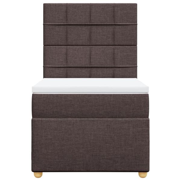 vidaXL Pat box spring cu saltea, maro &icirc;nchis, 100x200 cm, textil