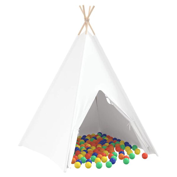 vidaXL Cort Teepee Alb 120 x 120 x 150 cm Țesătură și Plastic