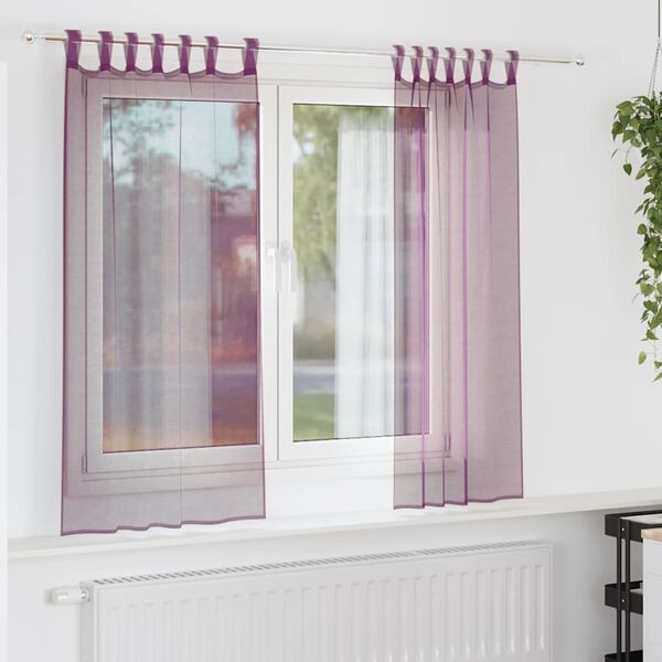 vidaXL Perdele Voile cu Bucle 2 buc Violet 140x175 cm