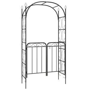 vidaXL Arcadă de grădină cu poartă, negru, 108x45x235 cm oțel