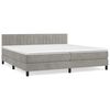 vidaXL Pat box spring cu saltea, gri deschis, 200x200 cm, catifea