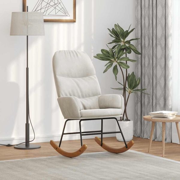 vidaXL Scaun balansoar, alb crem, catifea