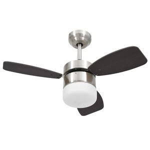 vidaXL Ventilator tavan cu iluminare/telecomandă, maro &icirc;nchis, 76 cm