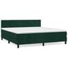 vidaXL Pat box spring cu saltea, verde &icirc;nchis, 180x200 cm, catifea