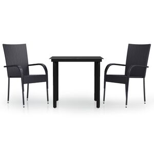 vidaXL Set de mobilier de grădină, 3 piese, negru