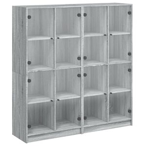 vidaXL Bibliotecă cu uși gri sonoma 136x37x142 cm lemn compozit