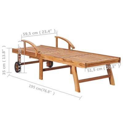 vidaXL Șezlong cu pernă și masă, lemn masiv de tec