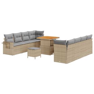 vidaXL Set de canapele pentru grădină 11 pcs Beige și gri deschis