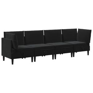 vidaXL Set de mobilier pentru living 4 buc. Negru Catifea