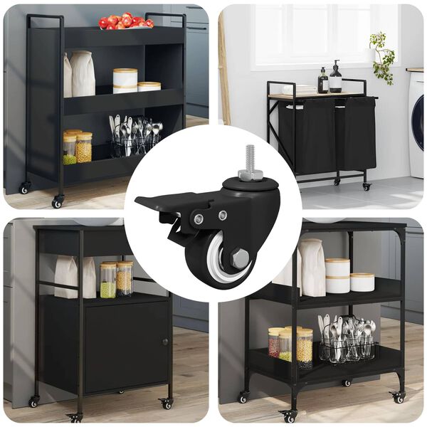 vidaXL Roți 12 pcs Negru M6 x 37 mm Fier și nylon