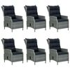 vidaXL Set mobilier exterior cu perne, 7 piese, gri deschis, poliratan