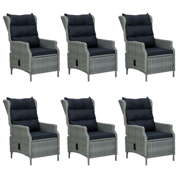 vidaXL Set mobilier exterior cu perne, 7 piese, gri deschis, poliratan