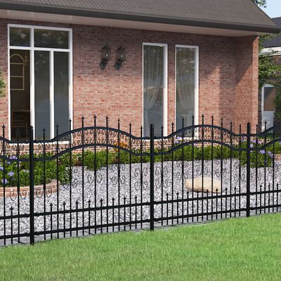 vidaXL Gard grădină cu vârfuri negru 140 cm oțel vopsit electrostatic