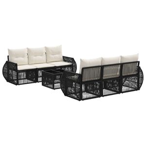 vidaXL Set de canapele pentru grădină 7 buc. Negru poliratan