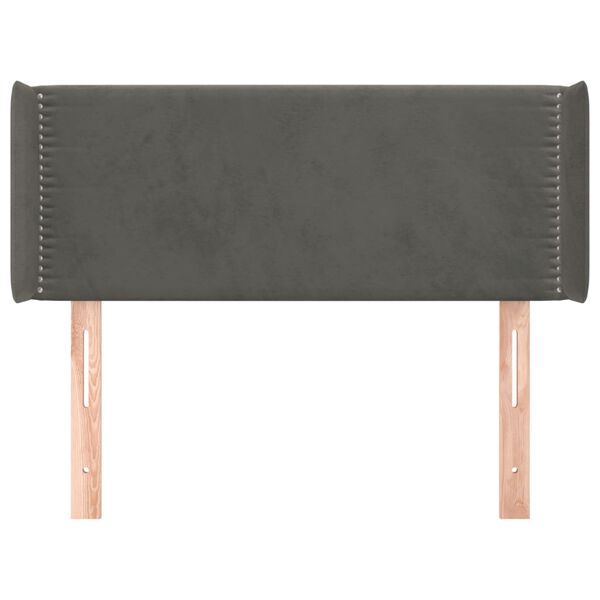 vidaXL Tăblie de pat cu aripioare gri &icirc;nchis 103x16x78/88 cm catifea