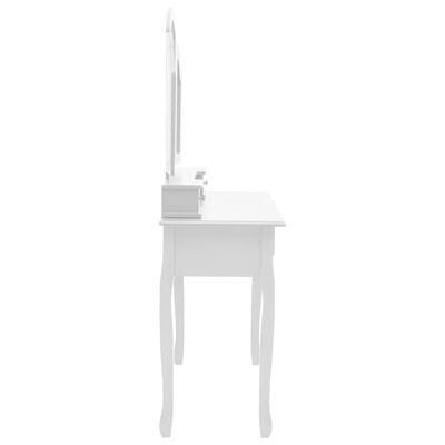 vidaXL Set masă toaletă cu taburet alb 100x40x146 cm lemn paulownia