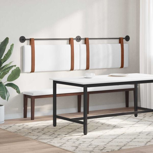 vidaXL Cap de pat suspendat Pe perete Alb 210 x 55 x 5 cm PU antic