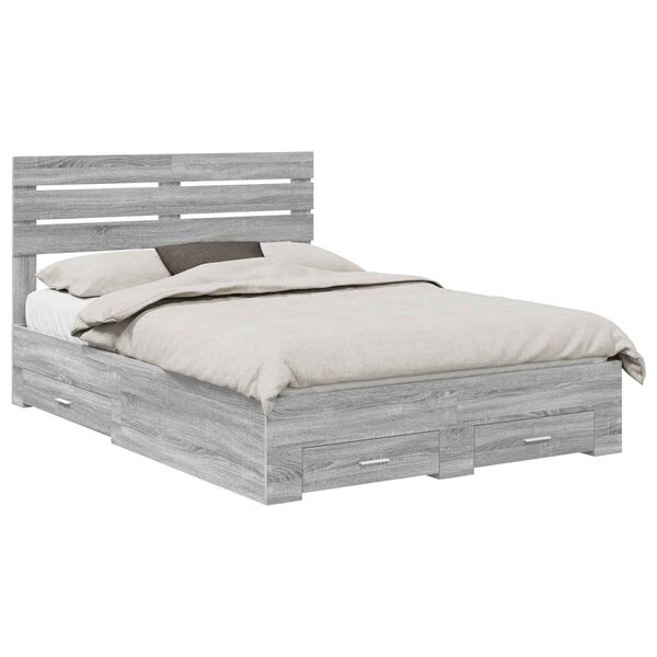 vidaXL Cadru de pat cu sertar cu headboard cu depozitare Lemn compozit