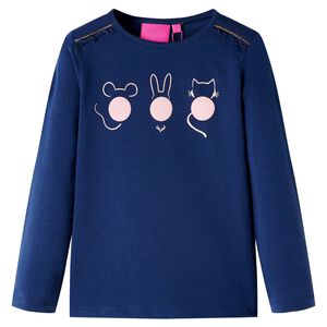 Tricou pentru copii cu m&acirc;neci lungi, bleumarin, 116