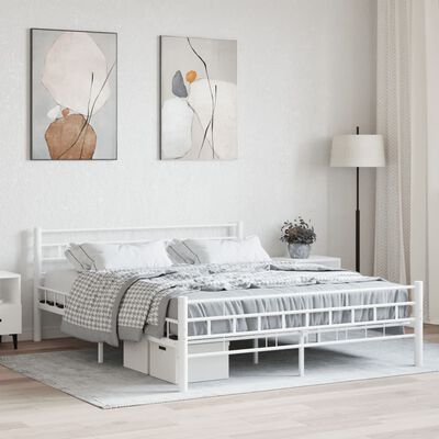 vidaXL Cadru de pat, alb, 160 x 200 cm, metal