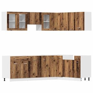 vidaXL Set dulap de bucătărie Lyon din 11 piese Lemn vechi Lemn prelucrat