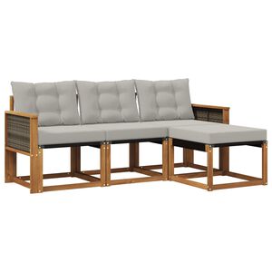 vidaXL Set de canapele de exterior 4 pcs Natural și gri deschis