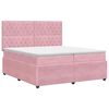 vidaXL Pat boxspring cu saltea cu headboard Roz 200 x 200 cm Catifea