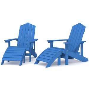 vidaXL Scaune de grădină Adirondack/taburete,2 buc,albastru marin,HDPE