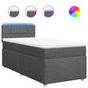 vidaXL Pat box spring cu saltea, gri &icirc;nchis, 100x200 cm, textil
